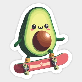 Cool funny avocado skateboarding Sticker